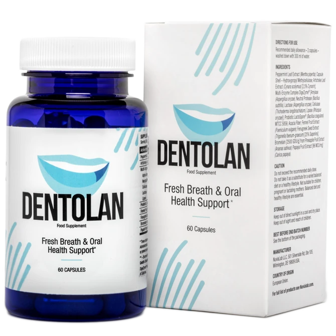 Boîte et gélules de Dentolan, solution pour l'haleine fraîche