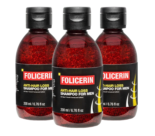 Image rapprochée de la bouteille de shampoing Folicerin