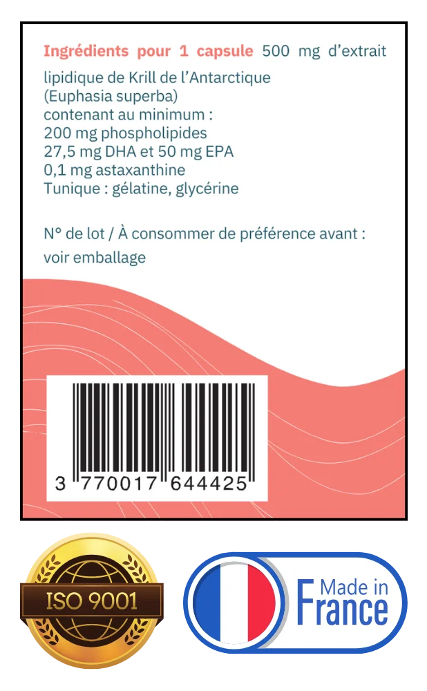 Ingredients Flacon Huile de Krill Antarctique
